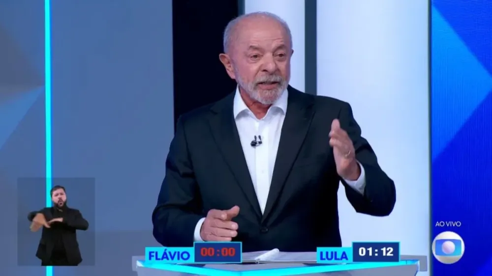 Lula participa de debate na Globo nesta sexta-feira (23). Foto: Reprodução, TV Globo