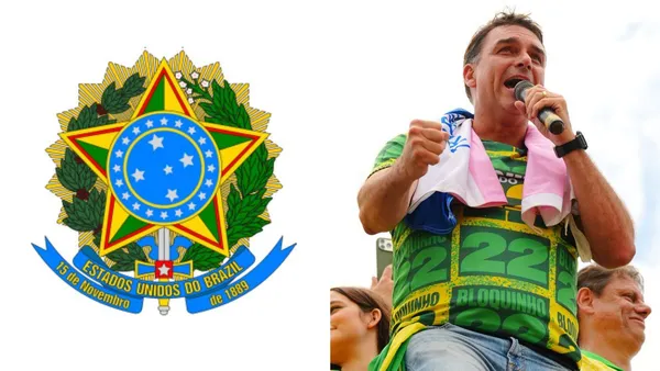 Flávio Bolsonaro muda carta após usar brasão antigo com “Brasil” escrito com Z e retirar trecho sobre ser presidente. Foto: Reprodução/Internet