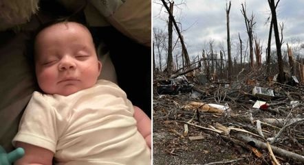 Tornado arrancou telhado de casa e levantou berço com bebê de 4 meses. Foto: Reprodução/Gofundme/Caitlyn Moore