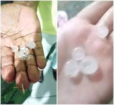 Em um dos vídeos, gravado no Residencial Santa Rita, os moradores mostram pequenas pedras de gelo. Foto: Reprodução/Redes Sociais