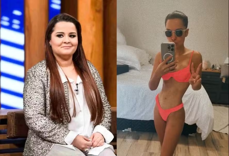 Maiara antes e depois de emagrecer — Foto: Reprodução/TV Globo/Instagram