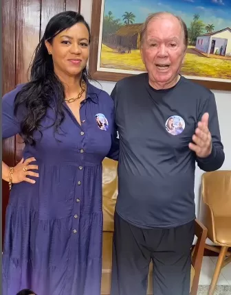 Sandrinha da Pizzaria, candidata a vereadora pelo partido (PP), e o deputado João Leão (PP)