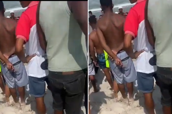 Banhistas socorreram homem em praia Crédito: Reprodução / Redes sociais