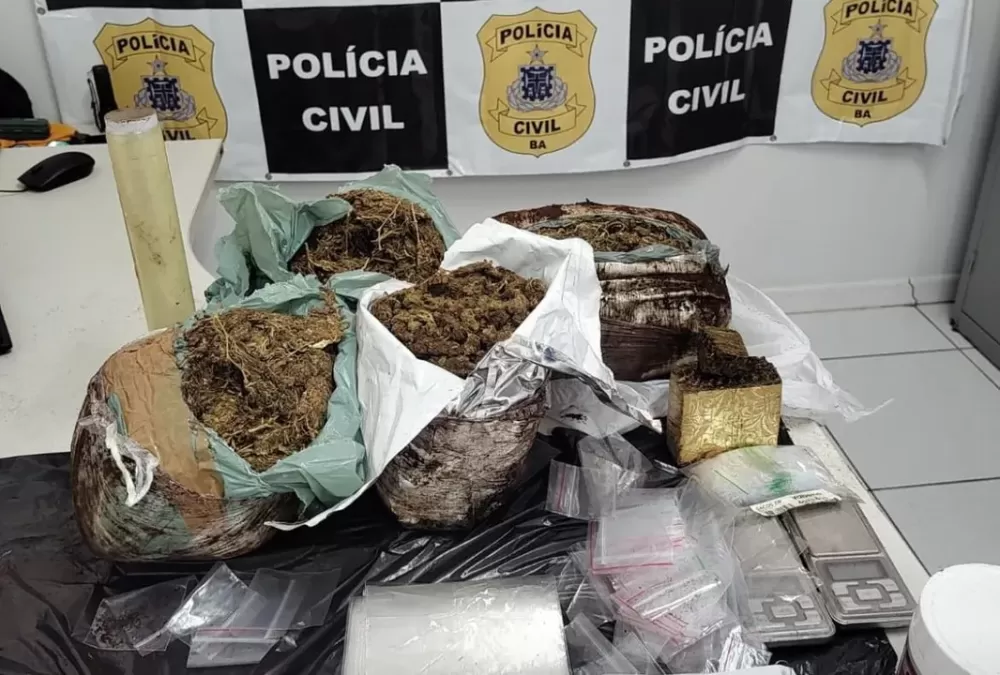 Foram apreendidos três quilos de skunk (uma variação da maconha). Foto: Divulgação | Ascom-PC