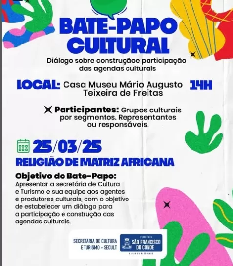 São Francisco do Conde realiza Bate-Papo Cultural sobre religiões de matriz africana. Foto: Divulgação