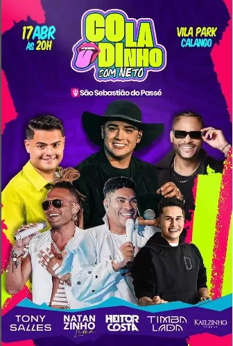 Coladinho com Neto 2025: São Sebastião do Passé se prepara para 12 horas de festa. Foto: Instagram Coladinho com Neto