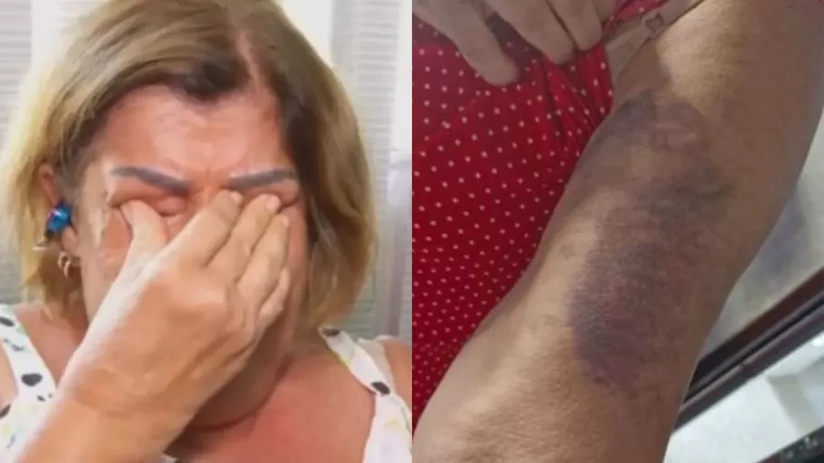 Professora de 65 anos é espancada por familiares de aluno em Salvador (BA). Foto/Montagem: Balanço Geral/Reprodução 