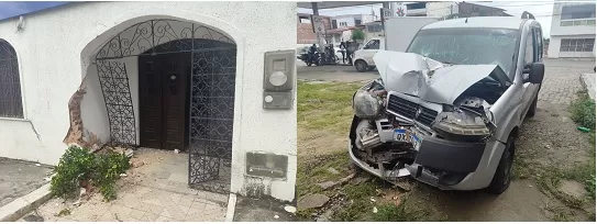 Carro desgovernado invade casa e derruba portão do Conselho Municipal de Saúde em São Francisco do Conde