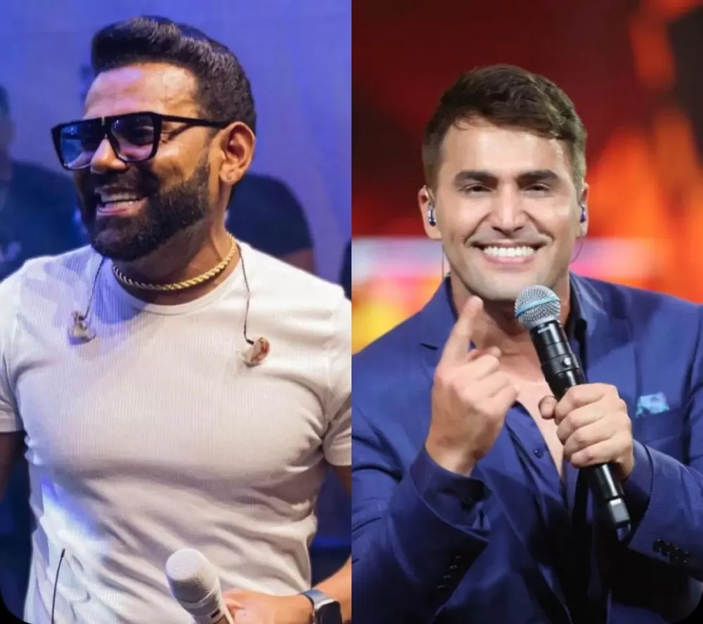 O cantor Tayrone, ícone da música romântica, e o “rei da sofrência” Pablo. Foto: Reprodução