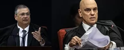 Dino e Moraes votam para condenar Bolsonaro e mais 7 por golpe de Estado; placar é de 2 a 0. Foto: Reprodução/ Montagem