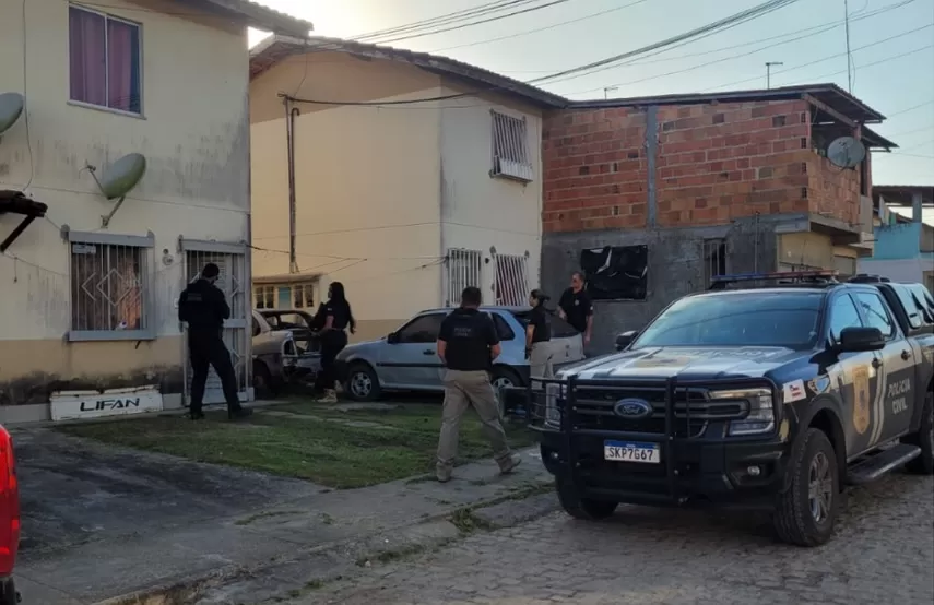 Polícia Civil cumpre mandado em São Sebastião do Passé para investigar assaltos em Camaçari. Foto: Divulgação PCBA