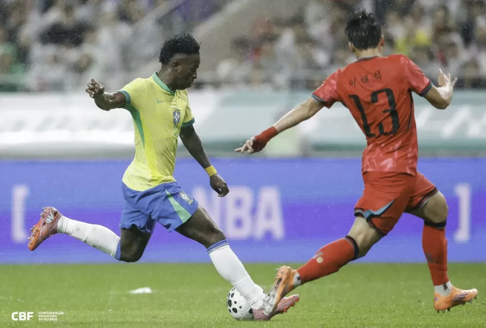 Brasil goleia Coreia do Sul com gols de Estêvão, Rodrygo e Vini Jr. Foto: Reprodução