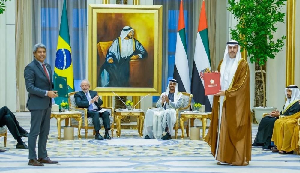 O presidente Lula e o governador da Bahia, Jerônimo Rodrigues, em Abu Dhabi. Foto: Ricardo Stuckert.