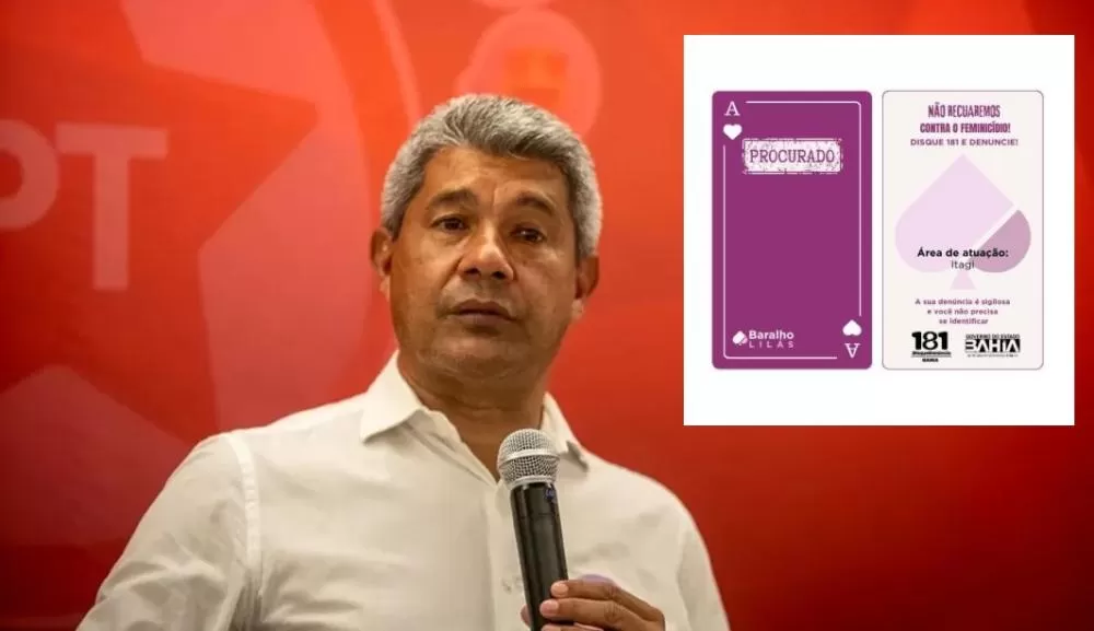 O governador Jerônimo Rodrigues (PT) irá lançar o Baralho do Crime Lilás, uma plataforma inédita no Brasil. Foto: Reprodução/internet