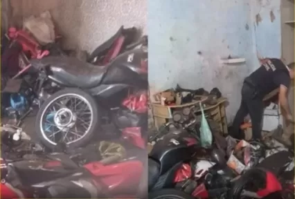 Polícia Civil desarticula oficina clandestina e apreende 11 motocicletas no distrito de Acupe. Foto: Reprodução/Redes Sociais