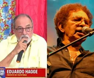 Prefeito Rodrigo Hagge (MDB) e o cantor Reginaldo Rossi, falecido há 12 anos. Foto: Montagem