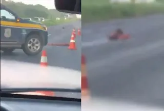 Grave acidente de moto deixa uma mulher morta na BR-324 nesta terça-feira. Foto: Reprodução